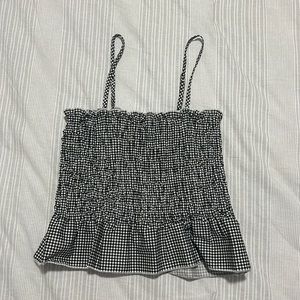 Checkered black and white blouse